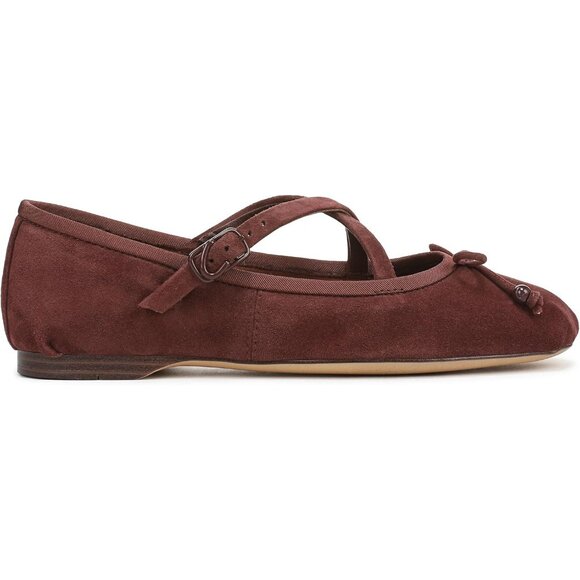 Circus NY by Sam Edelman Women's Deep Pecan Leather Cross Strap Zuri Ballet Flat - Picture 6 of 6